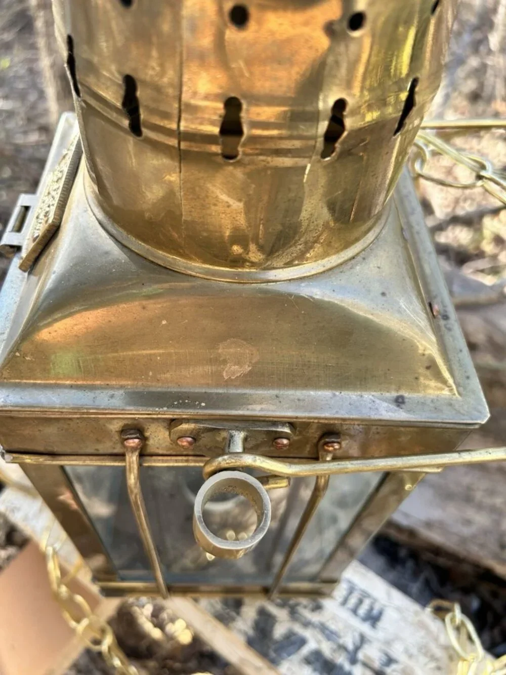 Vintage Marine Cargo Light GR Britain 1939 Brass Ship Carriage Lantern Nautical
